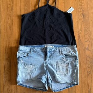 Torrid Black Halter Tank Top size 3 & Torrid Light Wash Denim Shorts size 18